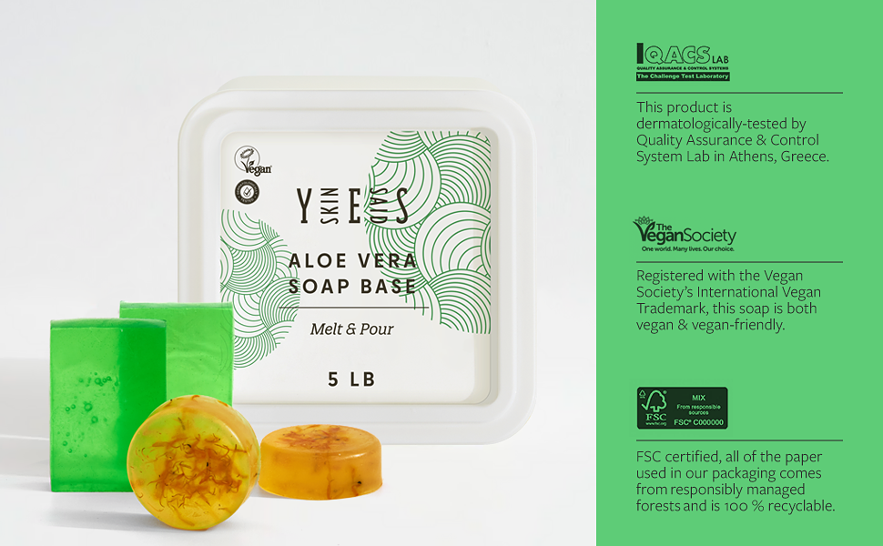 Skin Said Yes 5 Lb Aloe Soap Base SLS/SLES free, No Palm Oil, Organic Soap Base, Bulk Aloe