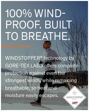 WINDSTOPPER technology by GORE-TEX Labs in 100% windproof for cycling and running.