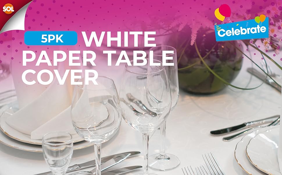 5pk White Paper Table Covers 90x90cm Paper Tablecloths for Parties