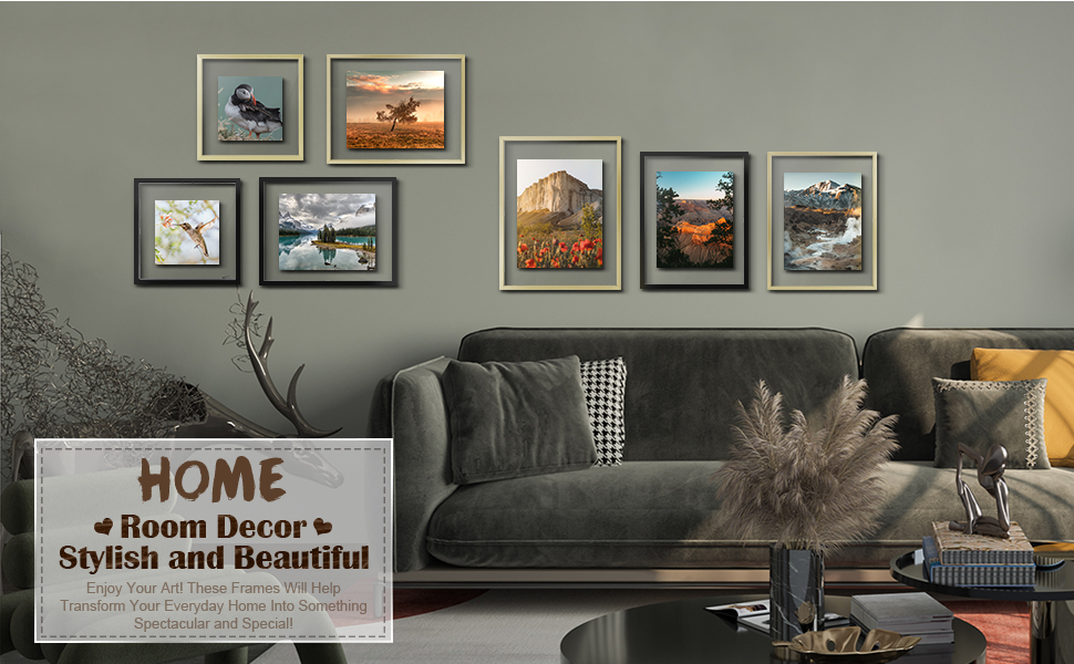 Frametory, Floating Picture Frame 11x14 Gold Metal Photo