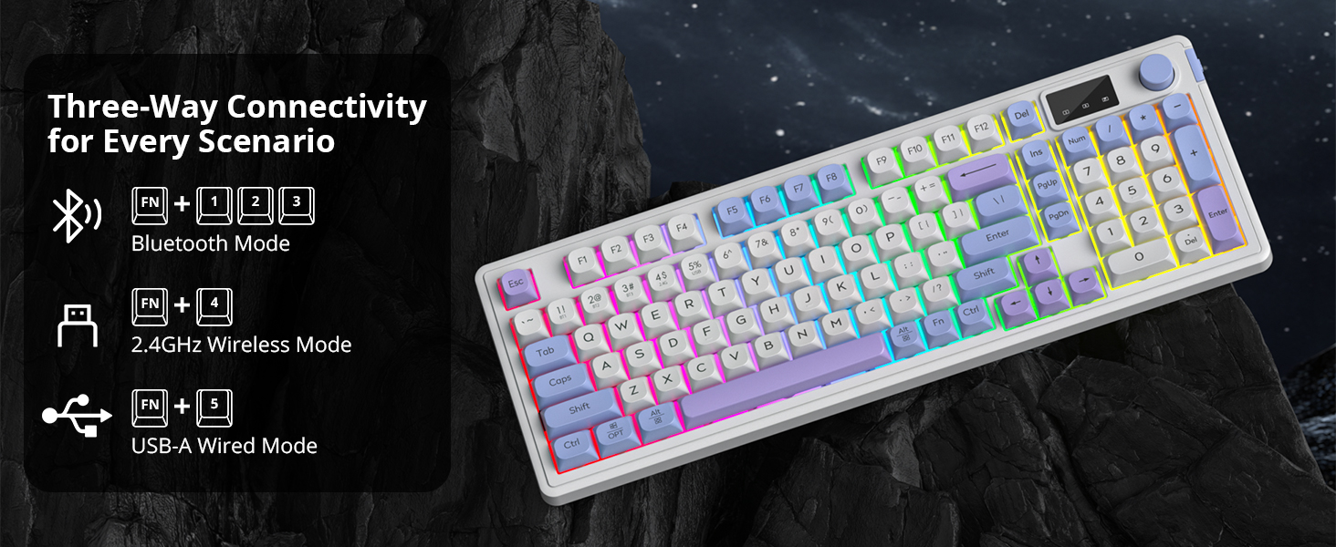 Quiet Silent Wireless Gaming Keyboard with Number Pad