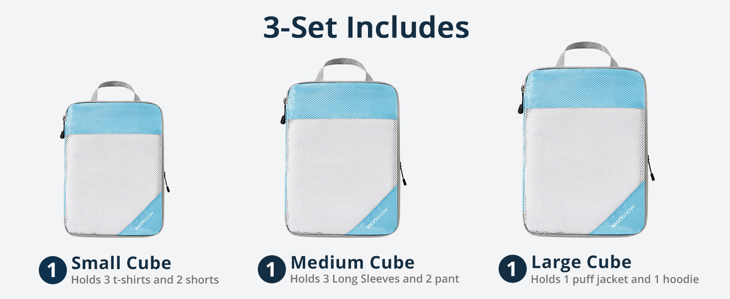 Compression Packing Cubes Travel Organizer, NICOSHOW Packing Cubes for