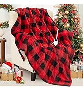 Homemate Electric Blanket Heated Throw - 50“x60“ Ultra Soft Cozy Flannel Heating Blanket with 10 ...