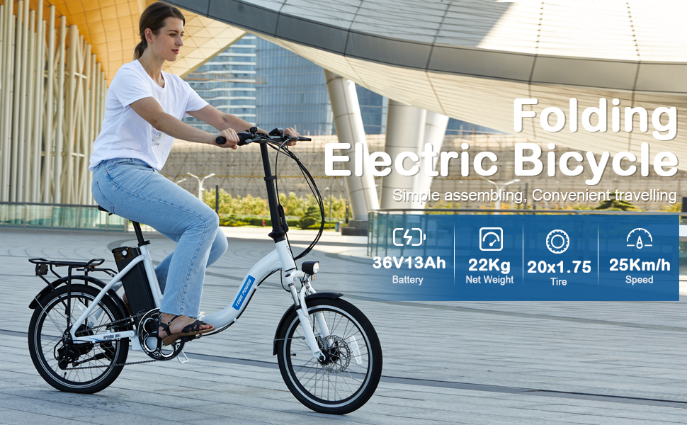 YOSE POWER 20" Vélo Électrique Pliable 36V 250W Moteur arrière avec Roue Libre Shimano 7