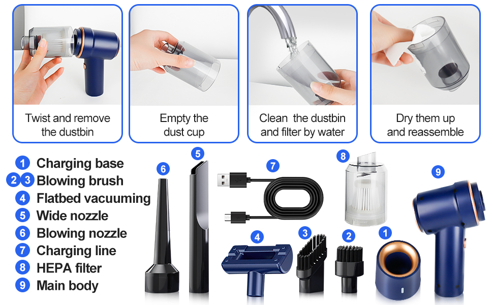 Hersance Computer Vacuum Cleaner, Electric Compressed Air Duster Blower