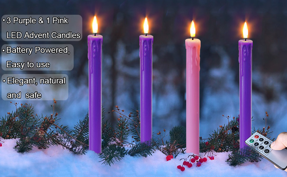 Abkshine Set of 4 LED Christmas Advent Candle Lights
