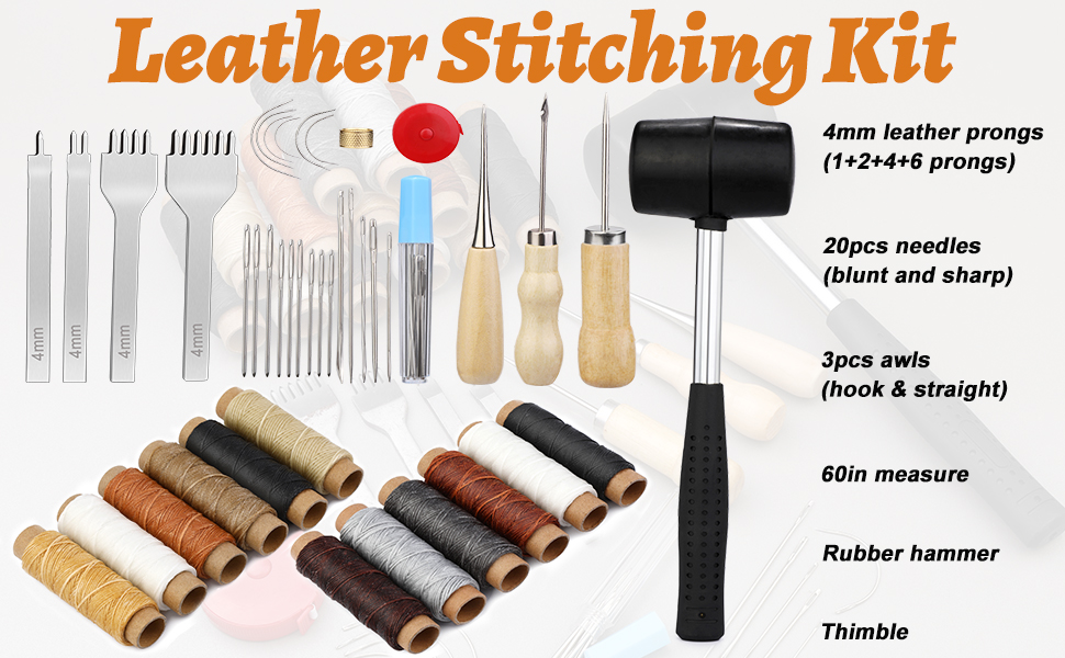 BAGERLA 42 Pcs Leather Sewing Tools Leather Stitching Kit