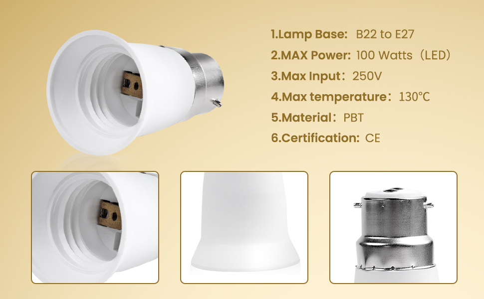 Klarlight 8 Packs B22 to E27 Adapter, to Screw Adaptor 100W B22