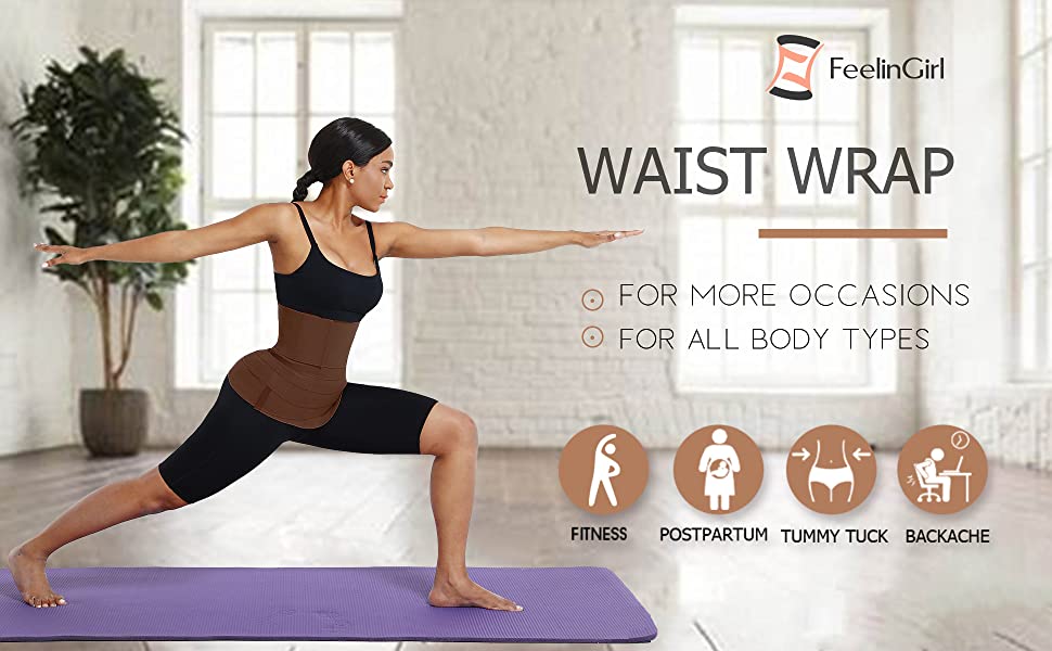 FeelinGirl Waist Trainer for Women Sauna Belt Tummy Wrap Plus Size