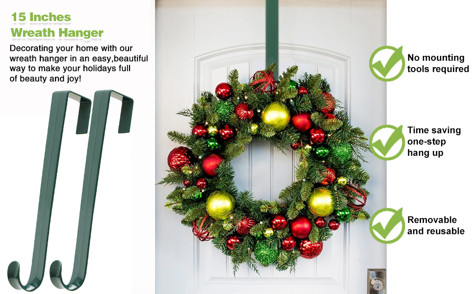 15 IN WreathHangers for Front Door,2 Pack Easter Christmas