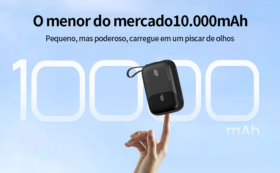 530d4ebb-8cae-446a-8554-411bd7bde314.__CR0,0,970,600_PT0_SX970_V1___ Carregador Portátil 10000mAh com Display LED, Mini Power Bank Rápido 22.5W com PD 3.0 e QC 3.0, USB-C Leve e Compatível com iPhone 16/15/14/13/12/11 e Samsung, Preto