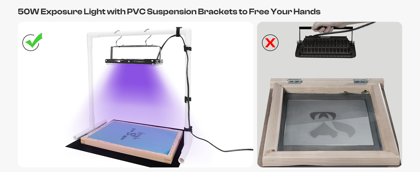 50W Exposure Light with PVC Suspension Brackets to Free Your Hands