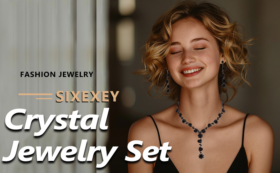 Rhinestone jewelry set Black jewelry set sparkly prom jewelry sets party jewelry set for women