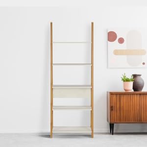 DeckUp Plank RENO Engineered Wood Book Shelf and Display Unit (Wotan Oak and White) SPN-FOR1