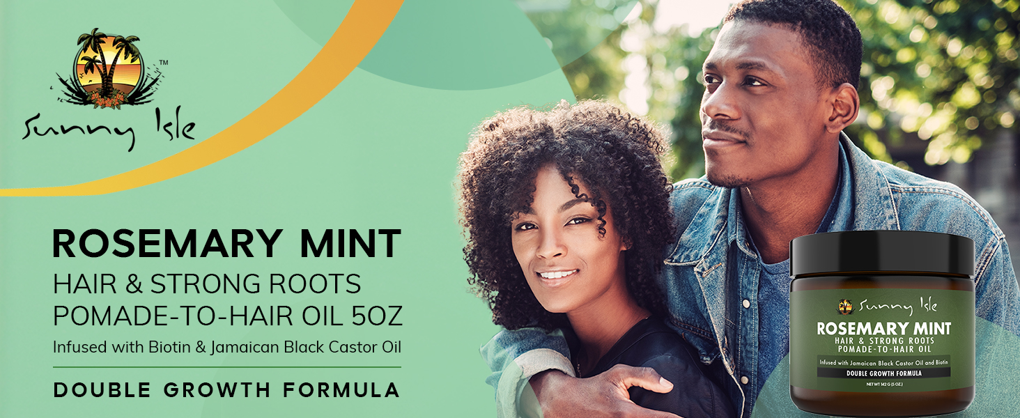 Sunny Isle Rosemary Mint Hair & Strong Roots Pomade-To-Hair Oil 5oz with Biotin