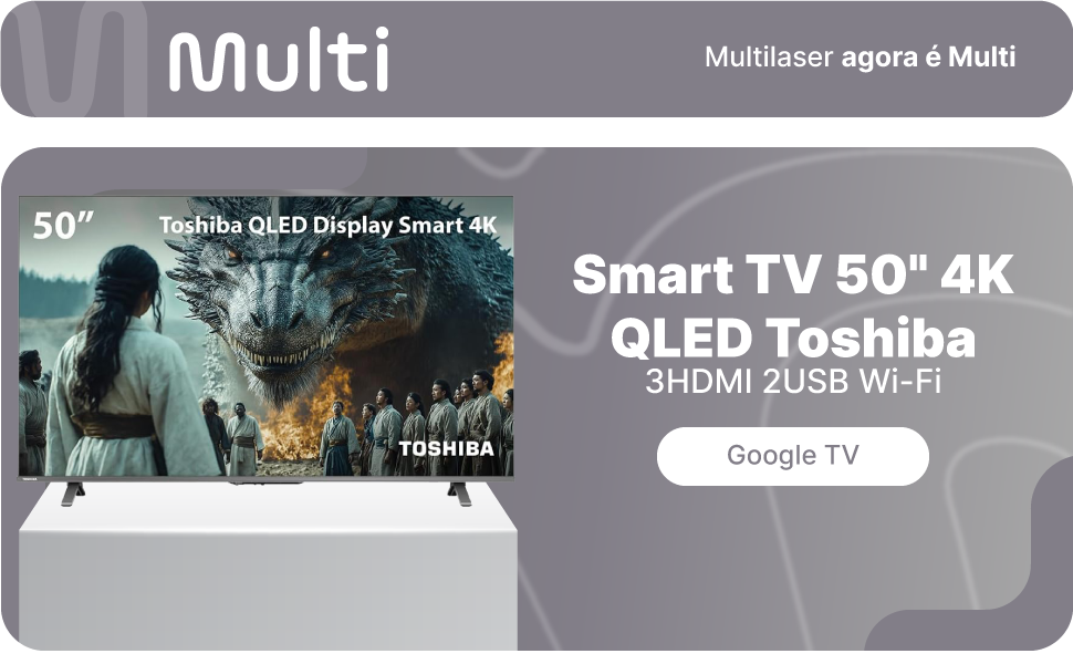 Smart TV Toshiba 50" 4K QLED  50C450NS Google TV - TB059E