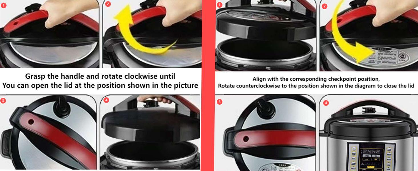 Steps for opening and closing the lid