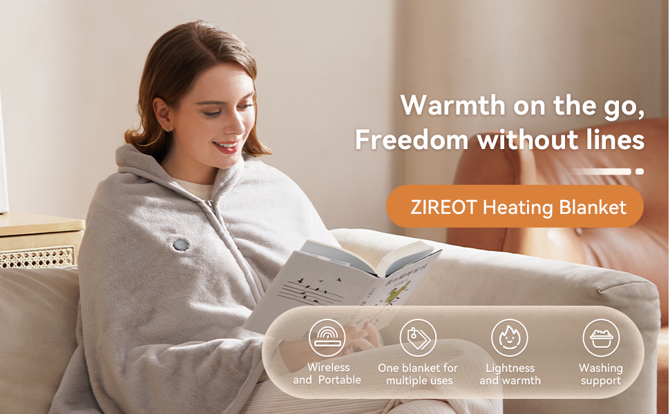 USB Heated Blanket with 18W Power Bank,Heated Shawl