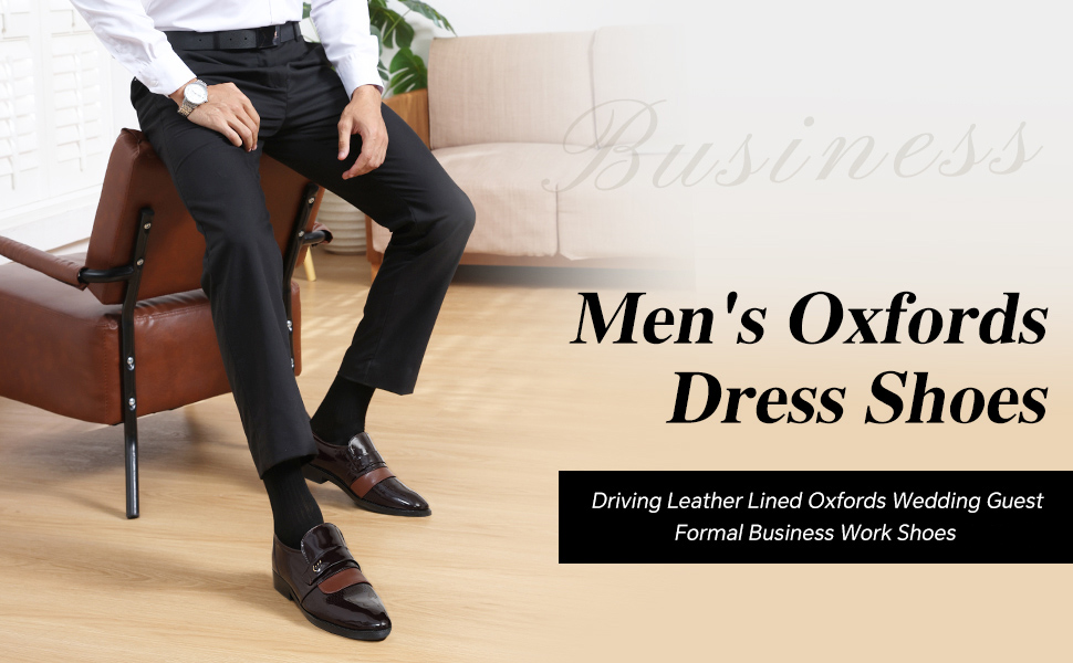 EDITCOZY Mens Dress Slip On Loafer Shoes Driving Leather Lined Oxfords Wedding Guest Moccasin Formal Business Work Shoes 8 Dress