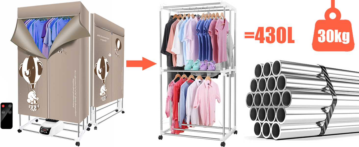 SUCIKORIO Electric Clothes Dryer Indoor, 2 Tier Folding Heated Clothes