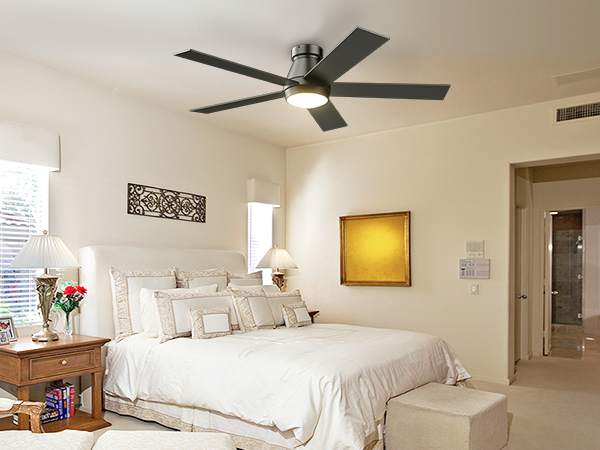 TCL 52&#34; Ceiling Fan with Lights, Black Flush Mount Ceiling Fans with Remote Control