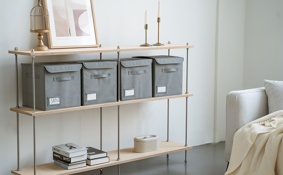 Edergoo Storage Boxes with Lids, Foldable Storage Cubes 30x30x30 cm