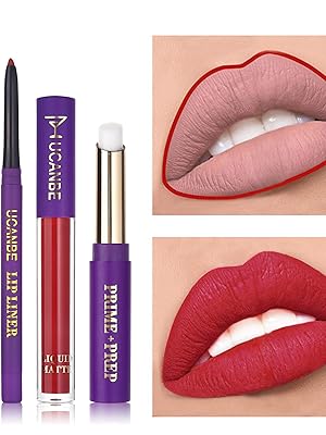 6 Stk. Matte Liquid Lipstick + 6 Stk. Lip Liners Pencil + 1PC Primer Lady's Night Lippen Make-up
