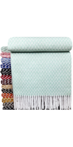 Baumwolldecke in Design Marbella, Farbe Minze, von STTS HOME COLLECTION.