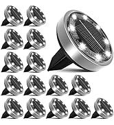 nipify - Luces solares de jardín, 16 unidades, lámparas solares de jardín de suelo con 8 LED enterrados