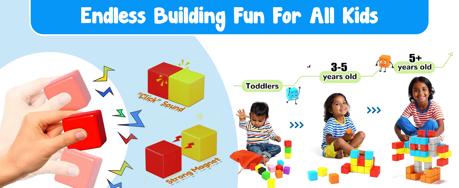 Parent watching child build with blocks while smiling; blocks being packed up easily