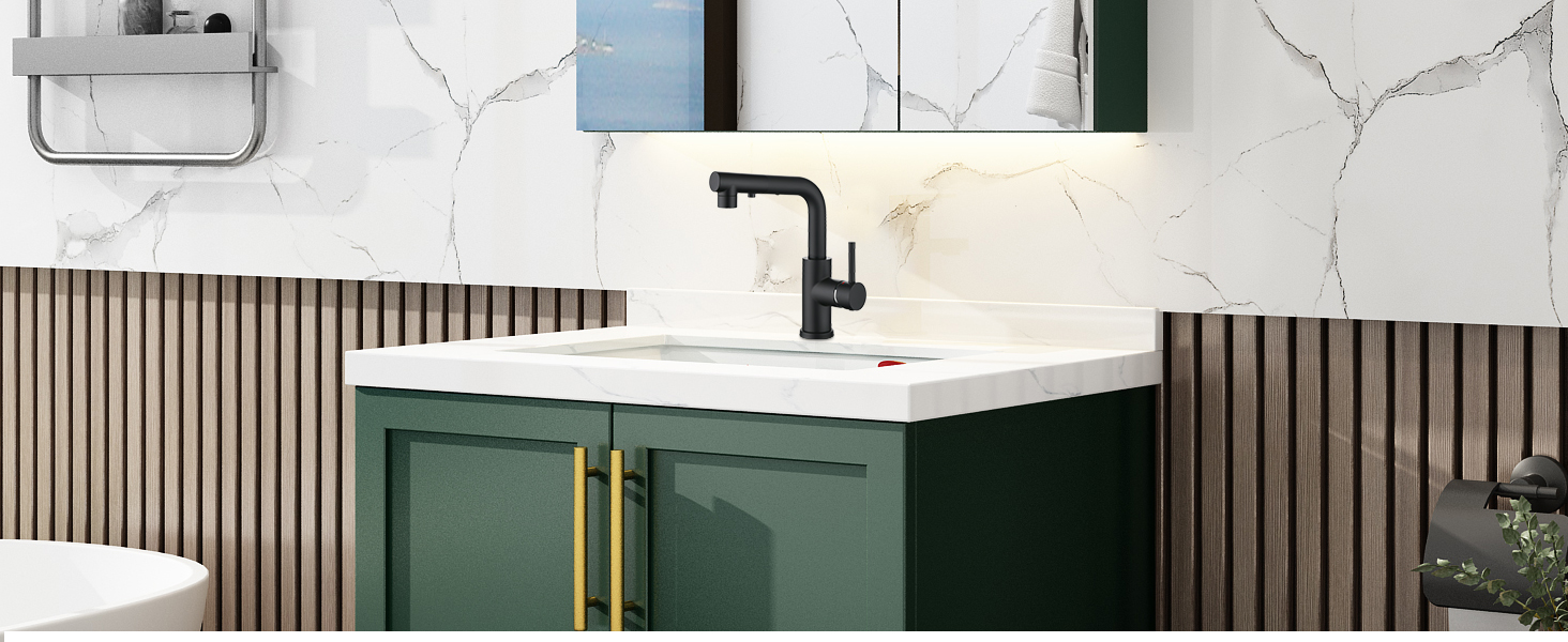 CREA Bar Sink Faucet, Pull Out Kitchen Sink Faucet, 360° Swivel Prep Sink Faucet Small Kitchen