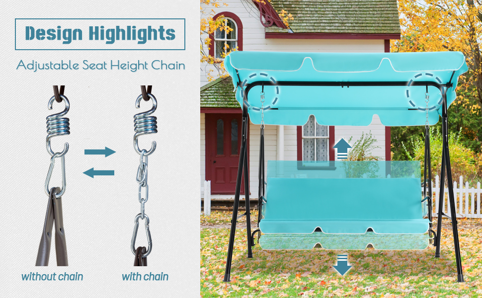 SUPERJARE Porch Swing with Adjustable Height Chain, 70