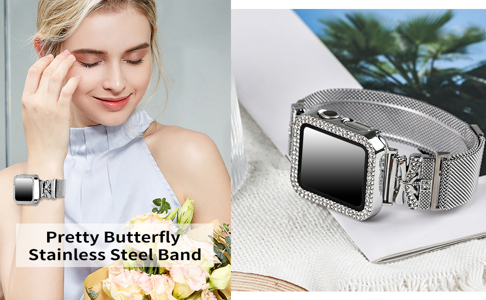 YouthRun Magnetic Milanese Band with Bling Case Compatible with Apple Watch, for Women