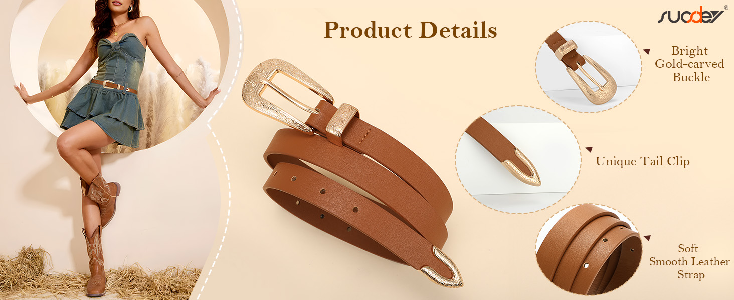women western skinny leather belt