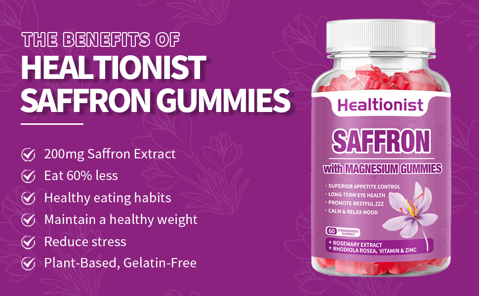 Healtionist 2 Packs Saffron Supplements Gummies Pure