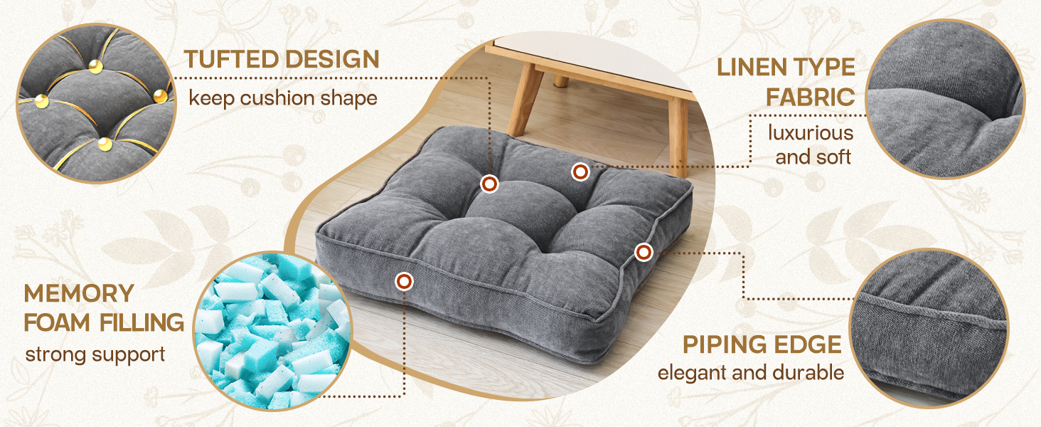 memory foam floor cushion is soft and luxurious, providing ultimate comfort for seating