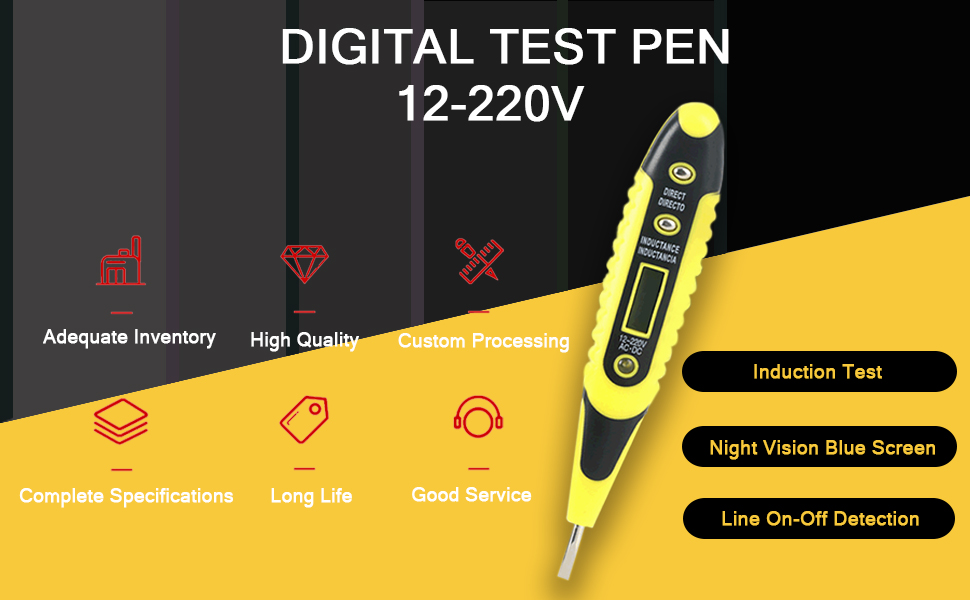 Fielect 2Pcs NonContact Voltage Tester Pen AC 12250V Voltage Detector
