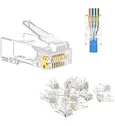 VCE RJ45 Connectors Pass Through Cat6 50-Pack,Ethernet Crimp Modular Plug for Cat6/Cat5/Cat5e UTP...