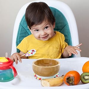 Round Bamboo Baby Plate;Wooden Toddler Plate;Stay Put Feeding;BPA-Free