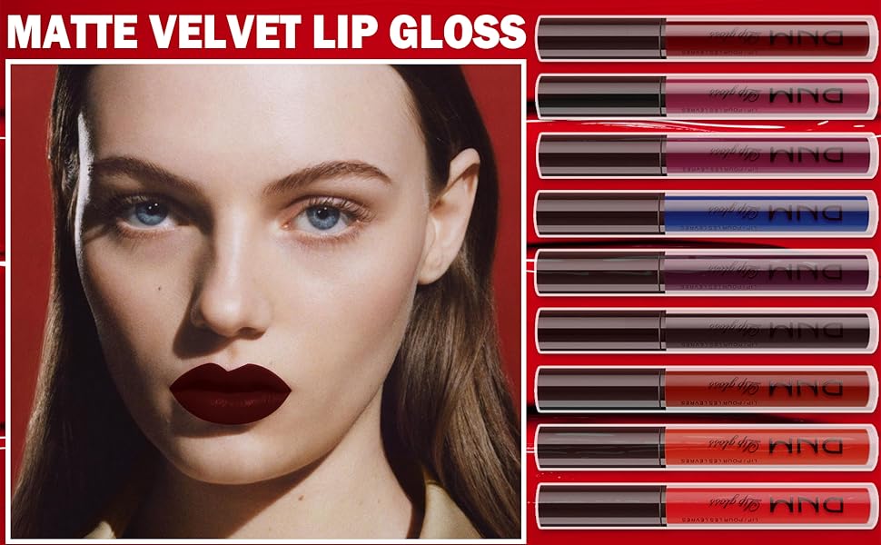 CAHIUYOA 3Pcs Dark Black Blue Purple Matte Liquid Lipstick