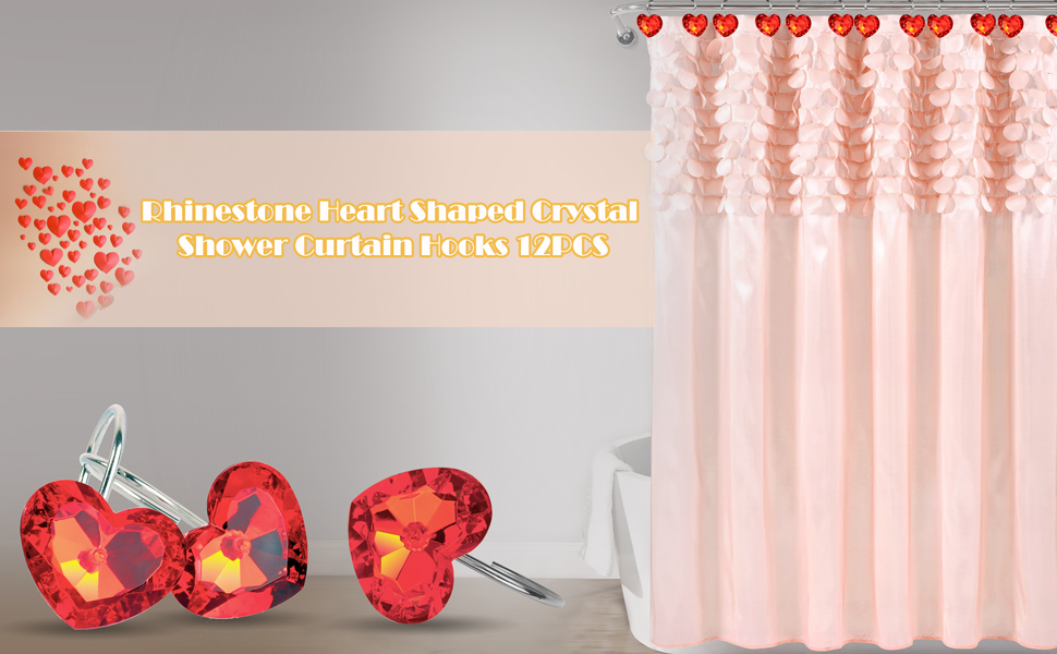 Red Shower Curtain Hooks Rust Proof Shower Hooks for Shower