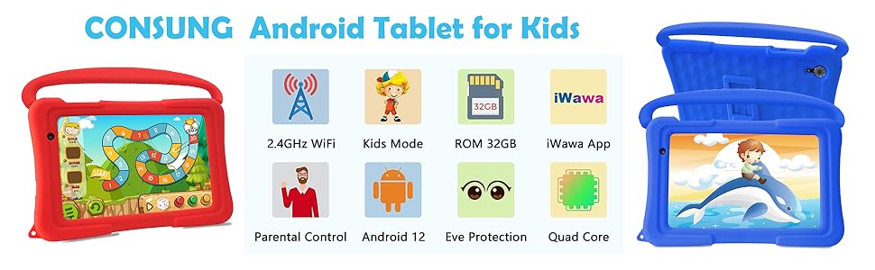 CONSUNG 8inch kids tablet long image 1