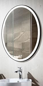 LEDミラー浴室鏡壁掛け洗面鏡 曇り止めかがみバスルームお風呂ミラー