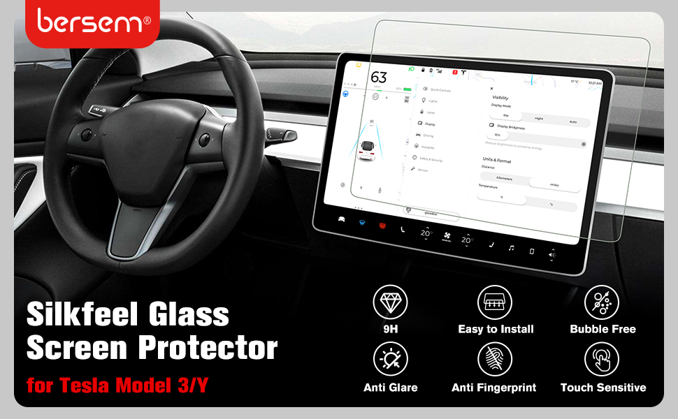 BERSEM Silkfeel Matte Glass Screen Protector Compatible with Tesla
