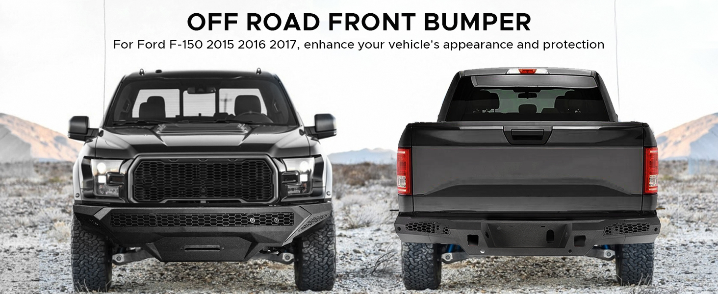 front rear bumper set front rear bumpers combo full width ford f150 f150 f-150 2015 2016 2017