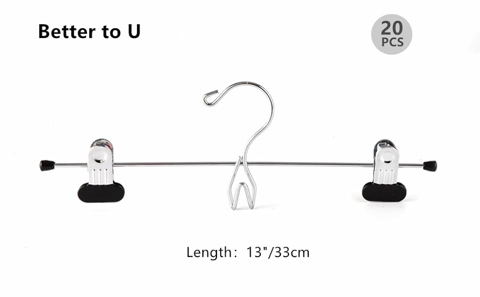 Better to U 13 Inch Stackable Metal Pants Hanger 20 Pack