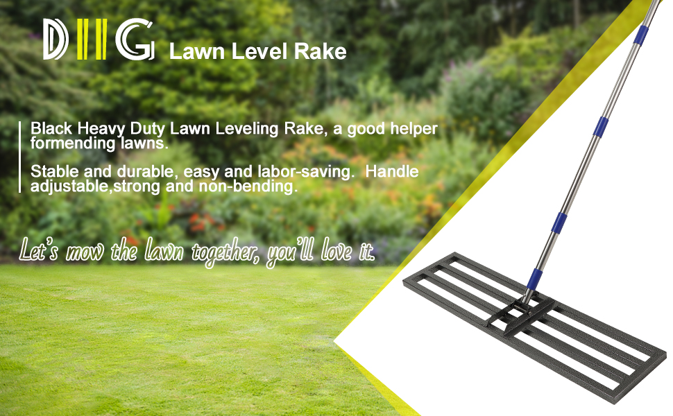 Lawn Leveling Rake, 6 FT Tall & 1 Inch Diameter Adjustable