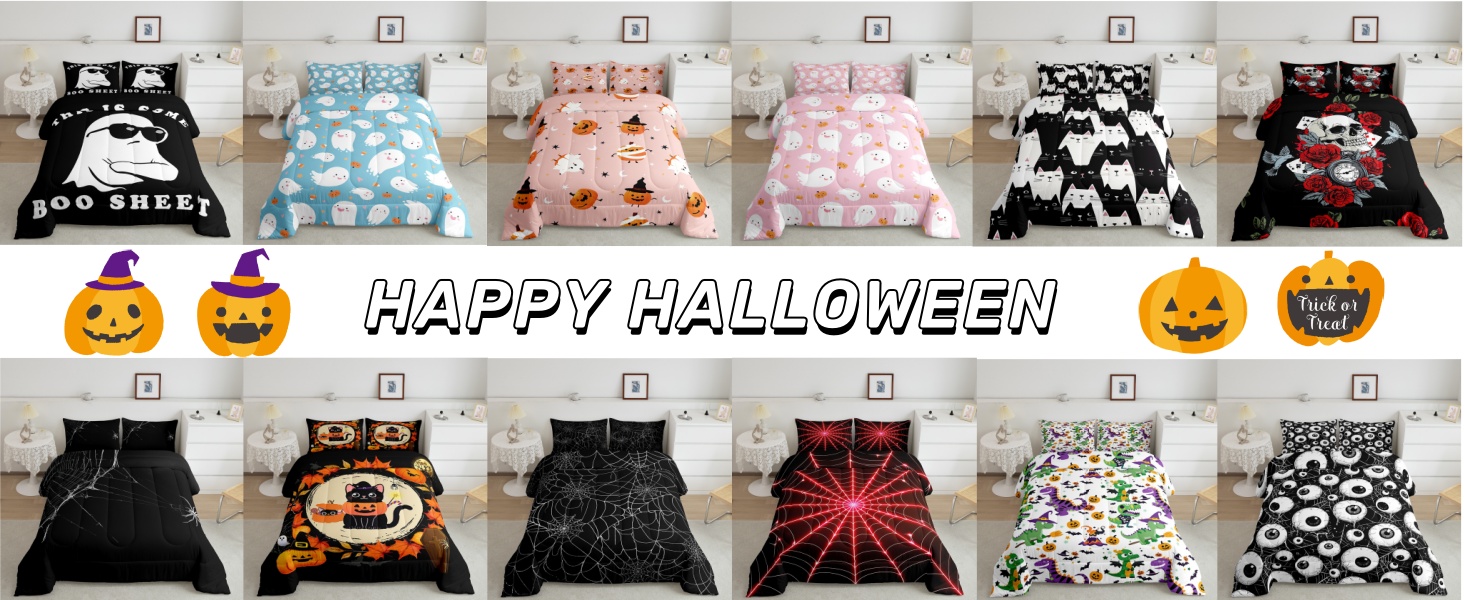 Feelyou Halloween Comforter Set for Girls Boys Kids Twin