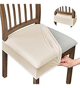 NILUOH Waterproof Seat Covers for Dining Room Chairs Set of 4, Pu Leather Chair Seat Slipcovers D...