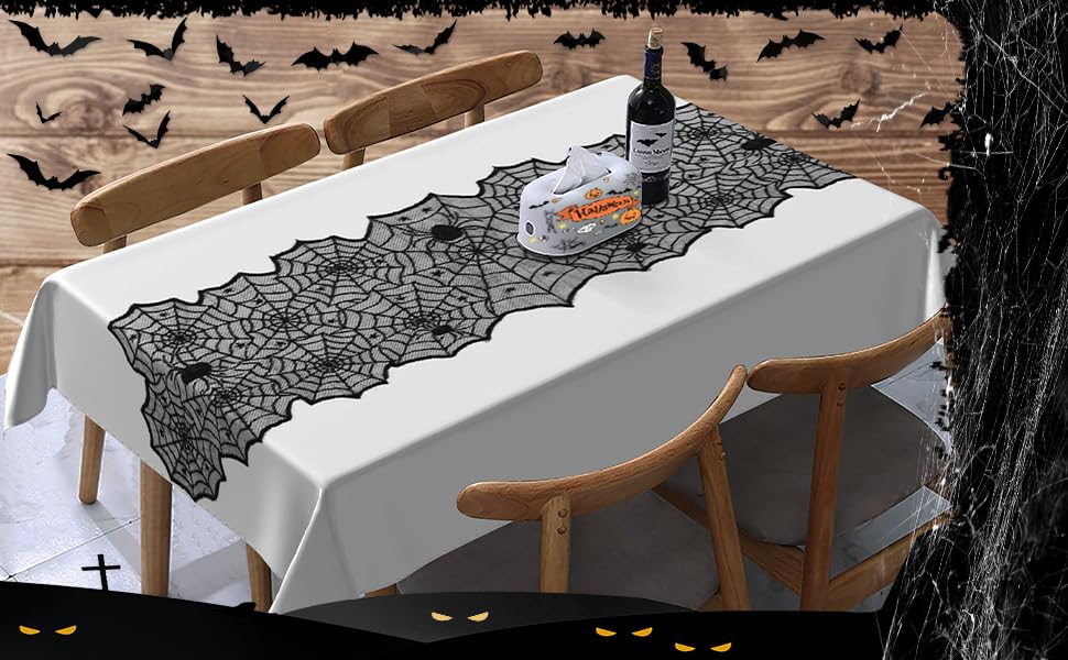 Amazon｜METBOU ハロウィン テーブルクロス 64点セット ハロウィン 飾り テーブルランナー 蜘蛛の巣 ハロウィン 装飾